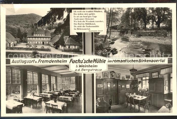 Weinheim Bergstrasse Gasthof Fuchssche Muehle im Birkenauertal Gastraeume