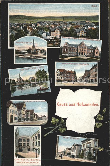 Holzminden Weser Panorama Weserpartie Herzogl Baugewerkschule Mittlerer Teich Ha