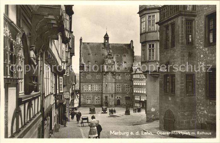 Marburg Lahn Oberer Marktplatz mit Rathaus