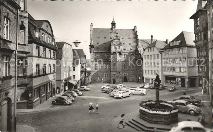 Marburg Lahn Marktplatz mit Brunnen
