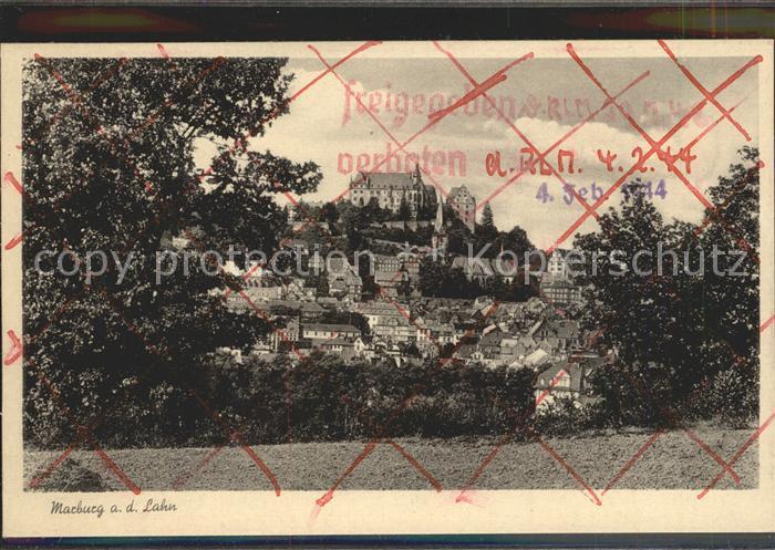 Marburg Lahn Teilansicht mit Schloss