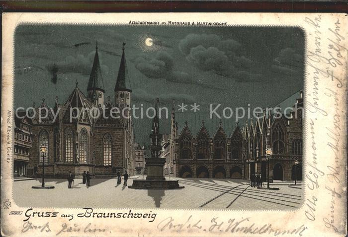 BRAUNSCHWEIG  CITY Altstadtmarkt mit Rathaus und Marktkirche bei Nacht