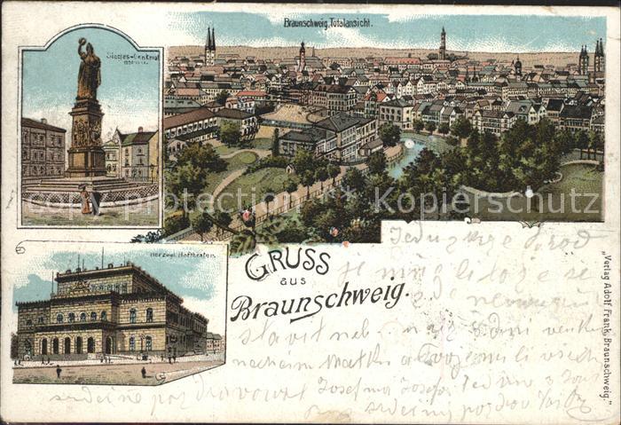 BRAUNSCHWEIG  CITY Siegesdenkmal Totalansicht Herzogl Hoftheater