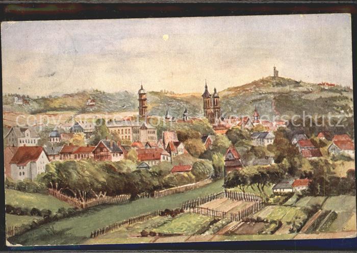 Goettingen Niedersachsen Stadtblick Kirchen Burg Kuenstlerkarte