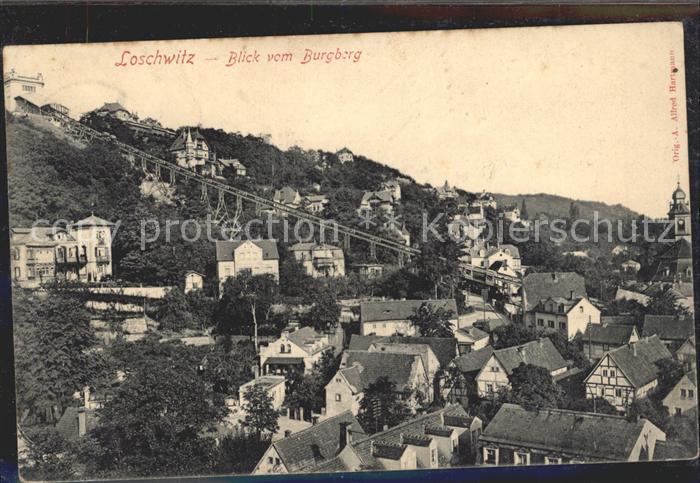 Loschwitz Gesamtansicht mit Kirche und Schwebebahn