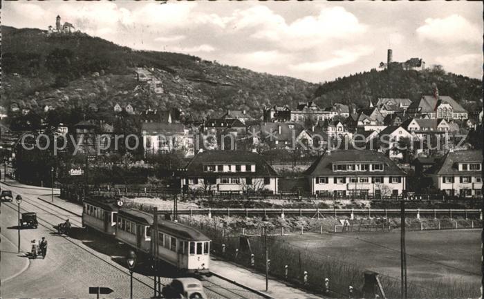 Weinheim Bergstrasse Teilansicht Strassenbahn Schloss