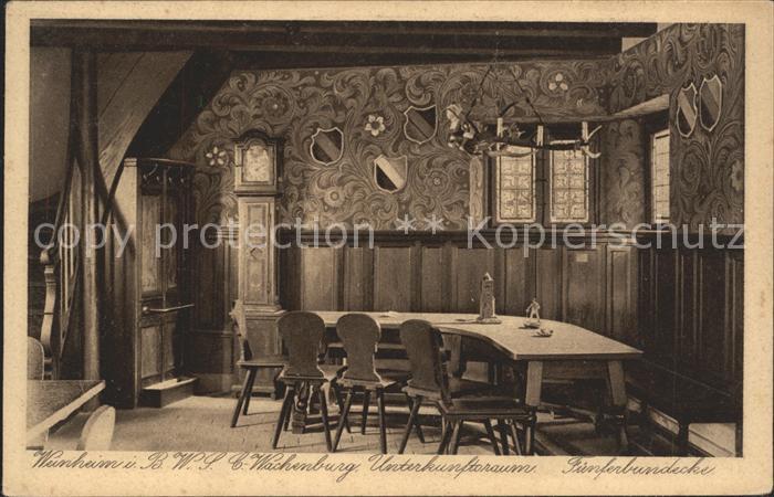 Weinheim Bergstrasse WSC Wachenburg Unterkunftsraum Fuenferbundecke