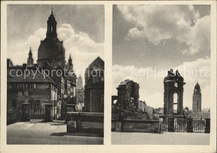 DRESDEN Elbe Malerwinkel vor und nach Zerstoerung