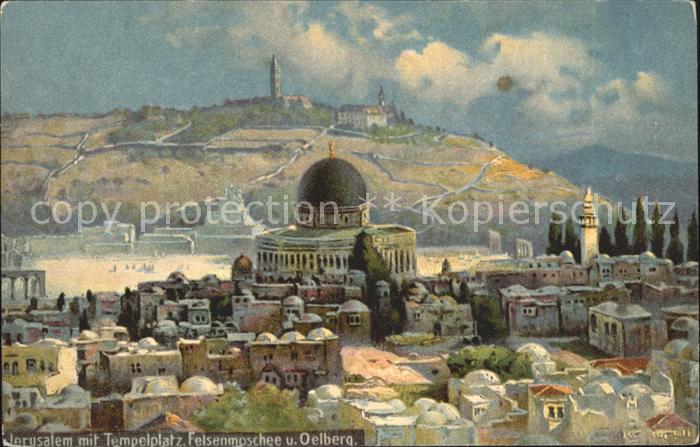 Jerusalem Yerushalayim mit Tempelplatz Felsenmosche und Oelberg