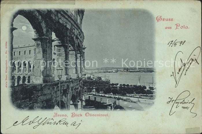 Pola Pula Croatia Arena Blick auf Oliveninsel
