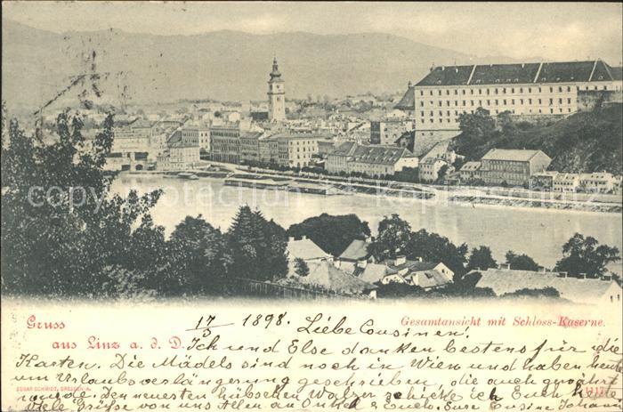 Linz Donau Gesamtansicht mit Schloss Kaserne