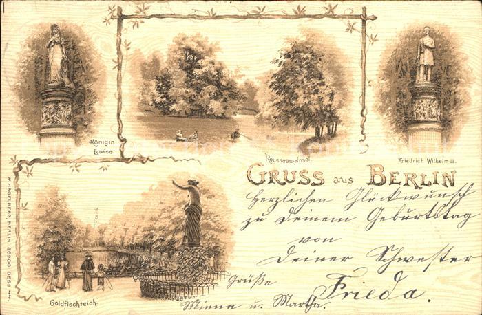BERLIN  CITY Koenigin Louise Denkmal Goldfischteich