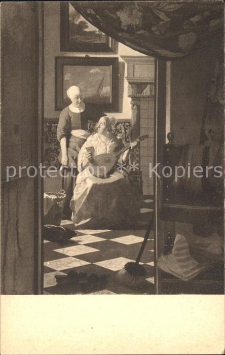 Mandoline Kuenstlerkarte Johannes Vermeer De Brief