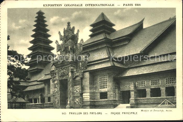 Exposition Coloniale Internationale Paris 1931 Pavillon des Pays-Bas Facade Prin