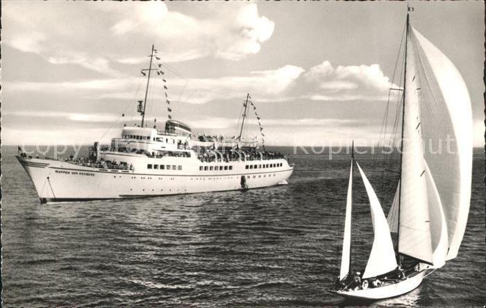 Faehre Ferry Bac Traghetto-- Wappen von Hamburg Helgoland Segelboot