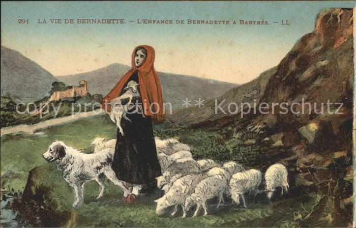 Religion Bernadette a Bartres Enfance Schafe Hund