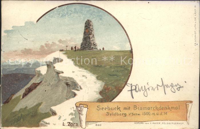 Zorn L. Seebuck Bismarckdenkmal Feldberg Litho