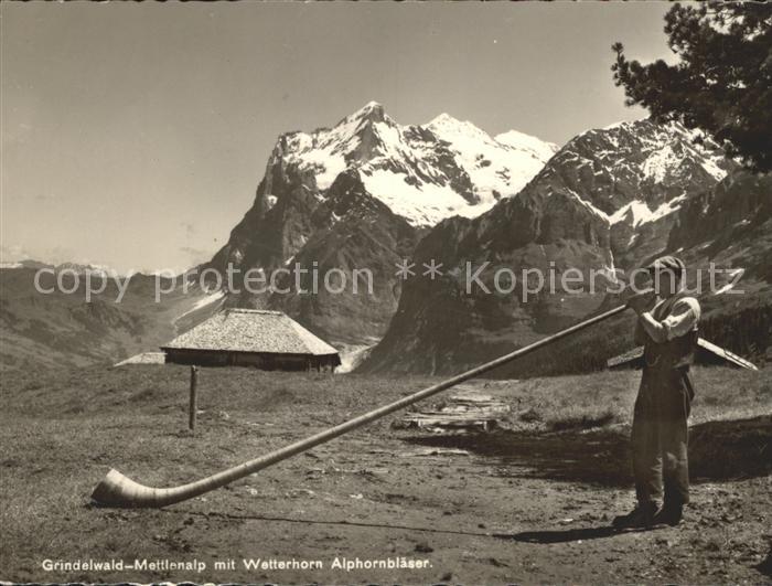 Alphorn Alphornblaeser Grindelwald-Mettlenalp Wetterhorn