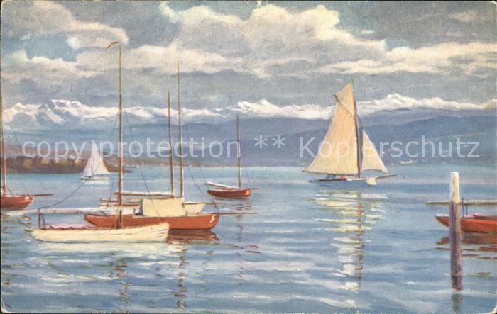 Kutscha Paolo Die Schweiz Zuerchsee und die Alpen Nr. 86 Segelboot