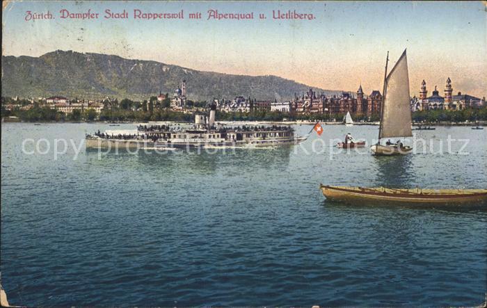 Dampfer Seitenrad Stadt Rapperswil Alpenquai Uetliberg Zuerich