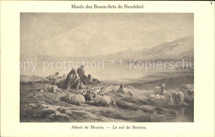 Kuenstlerkarte Albert de Meuron Le col du Bernina Hirte Schafe