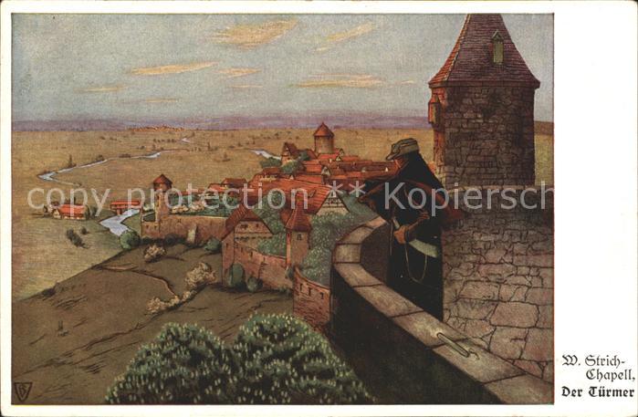 Kuenstlerkarte W. Strich-Chapell Der Tuermer