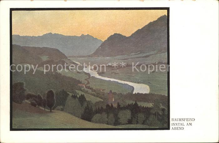 Kuenstlerkarte Bauernfeind Inntal am Abend