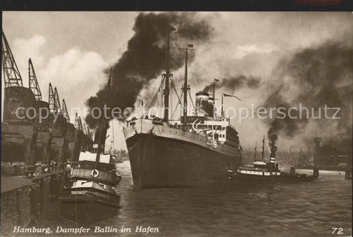 Dampfer Oceanliner Ballin Hamburg Hafen