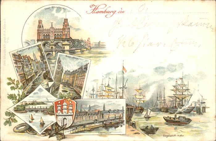 HAMBURG  CITY Neue Elbbruecke Brooksfleet Lagerhaeuser
