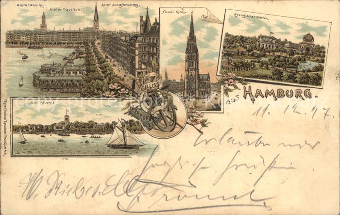 HAMBURG  CITY Alsterdamm Jungfernstieg Alster Pavillon Uhlenhorst