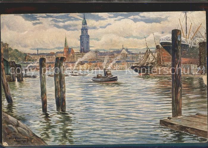 HAMBURG CITY Reiherstiegwerft Michaelisturm Kuenstlerkarte