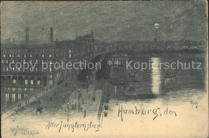 HAMBURG CITY Alter Jungfernstieg Kuenstlerkarte