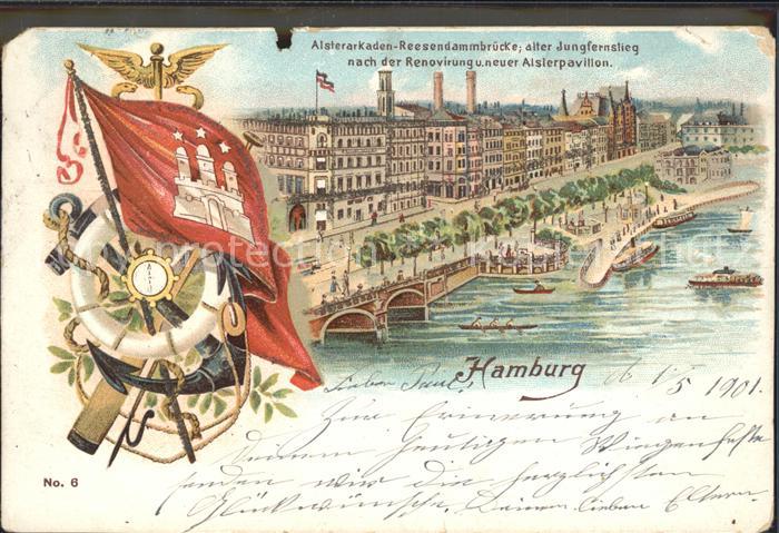 HAMBURG CITY Alsterarkaden Reesendammbruecke alter Jungfernstieg