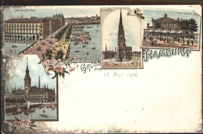 HAMBURG  CITY Alter Jungfernstieg Alster- Pavillon Rathaus