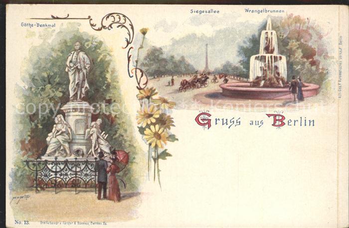 BERLIN  CITY Siegesallee Wrangelbrunnen Goethe- Denkmal