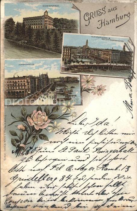 HAMBURG  CITY Jungfernstieg Seemannshaus Alsterarkaden