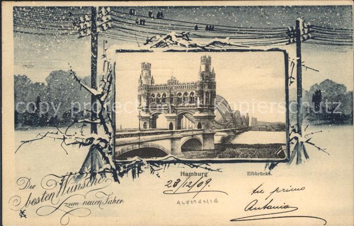 HAMBURG  CITY Elbbruecke Neujahrs- Glueckwuensche