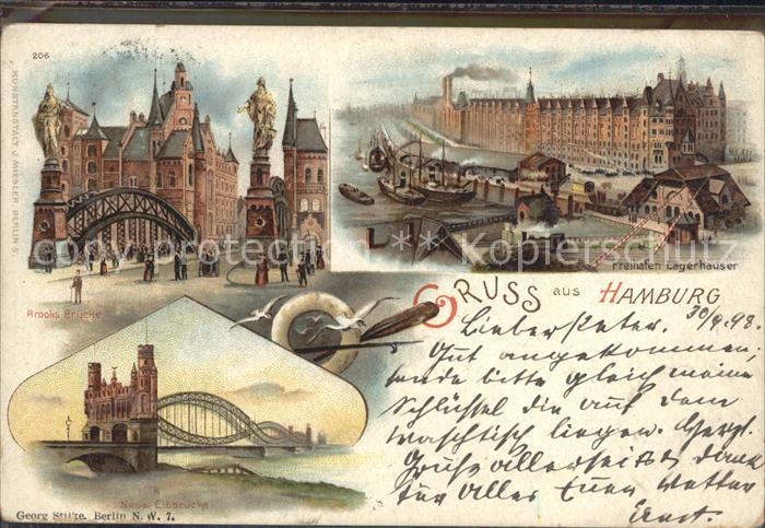HAMBURG  CITY Freihafen Lagerhaeuser Brooks Bruecke Neue Elbbruecke