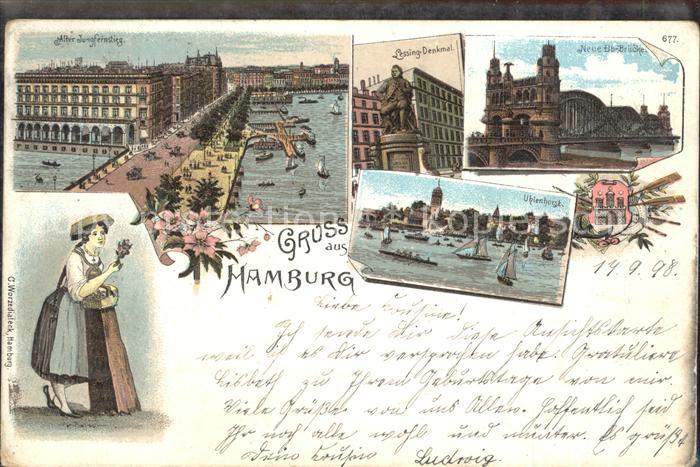 HAMBURG  CITY Lessing- Denkmal Alter Jungfernstieg Uhlenhorst