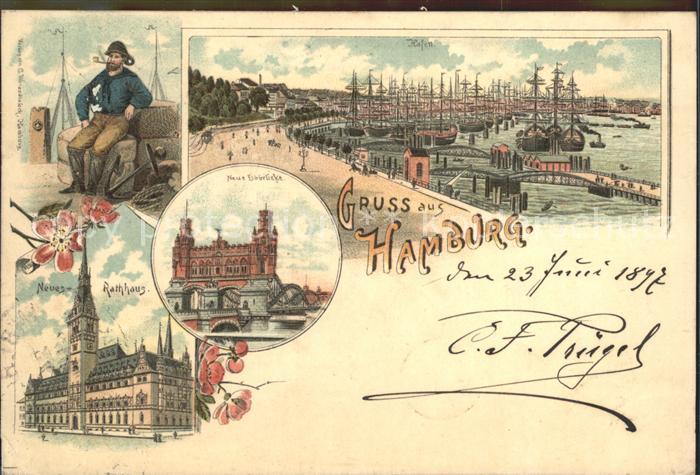 HAMBURG  CITY Neues Rathaus Hafen Neue Elbbruecke