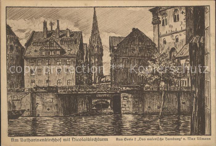 HAMBURG  CITY Katharinenkirchhof Nicolaikirchturm
