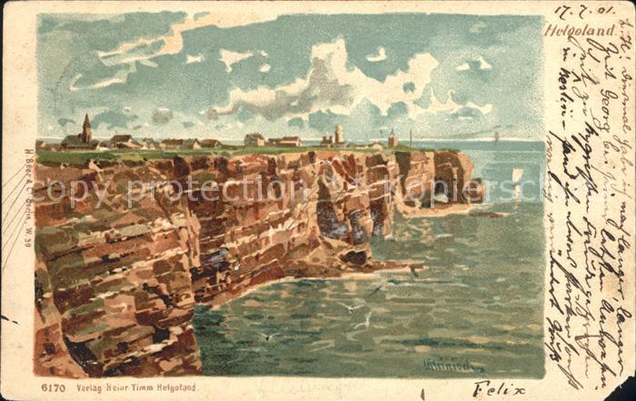 HELGOLAND Insel Schleswig-Holstein Kuenstlerkarte Kueste