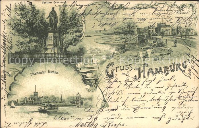 HAMBURG  CITY Uhlenhorster Faehrhaus Schiller- Denkmal