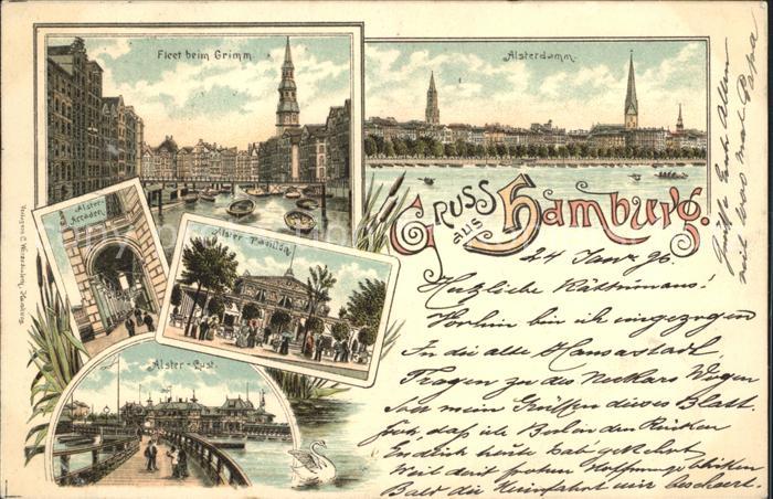 HAMBURG  CITY Alsterdamm Fleet beim Grimm Alsterarkaden