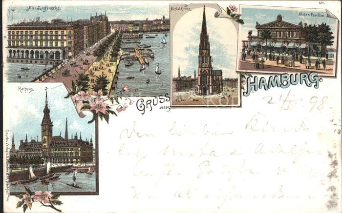 HAMBURG  CITY Rathaus Alster- Pavillon Alter Jungfernstieg