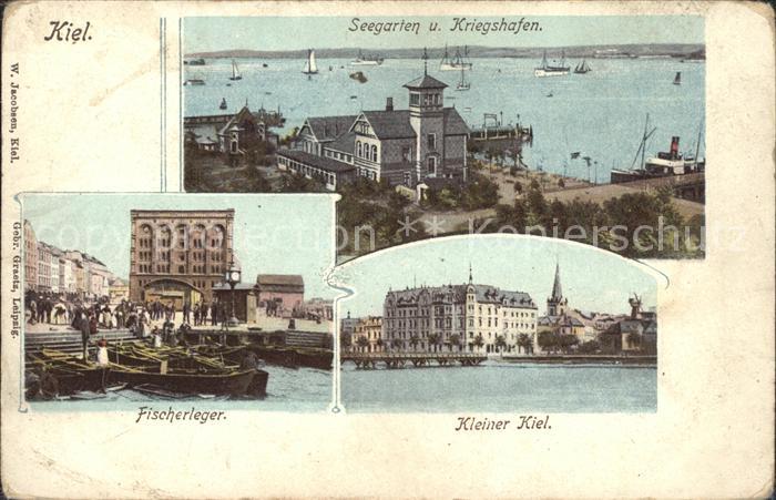 KIEL  CITY Seegarten Kriegshafen Fischerleger Kleiner Kiel