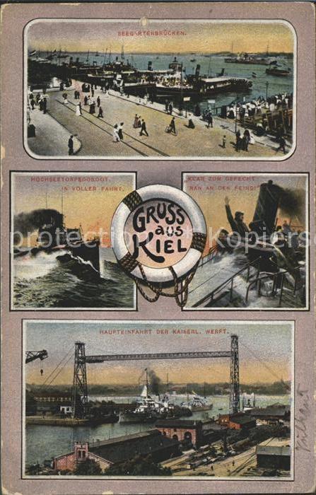 KIEL  CITY Haupteinfahrt Kaiserlichen Werft Hochseetorpedoboot