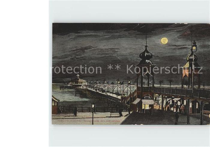 Scheveningen Seebruecke bei Nacht Kuenstlerkarte