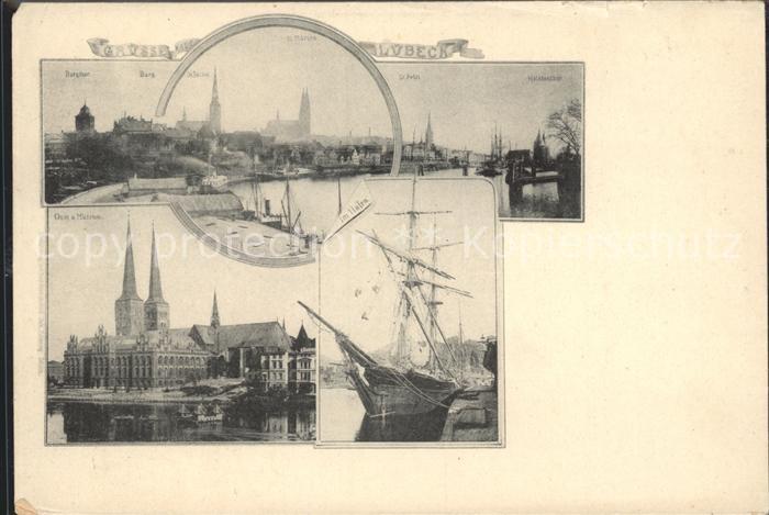 LueBECK  CITY Dom Museum Segelschiff Hafen