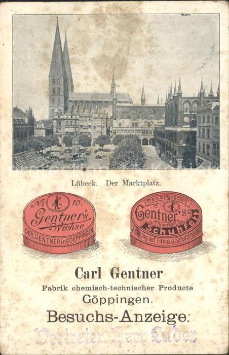 LueBECK  CITY Marktplatz Werbung Gentner's Schuhcreme